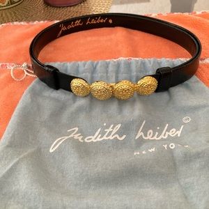 Pre-Loved Vintage Judith Leiber Adjustable Black Leather Belt